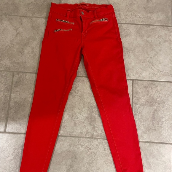 J BRAND Skinny Jeans Lipstick Red Triple Zipper Zoey Size 27 - Picture 1 of 9